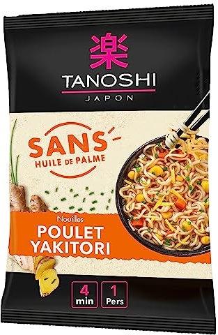 TANOSHI - Nouilles Instantanées Saveur Poulet Yakitori - Nouilles Japonaises Instantanées - 1 Personne - 73 g
