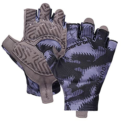 Seibertron S.P.S.G-3 Unisex Half Finger UPF100+ Sun/UV Protection Breathable Cycling Glove fit for Biking MTB DH Road Bicycle, Shock-Absorbing Gel Pad, Anti-Slip Print Gloves Adult Black XXL