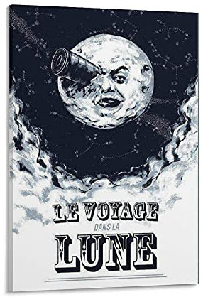 GNKIO Trip to The Moon Mondo Leinwand Kunst Poster und Wand Kunst Bild Druck Moderne Familie Schlafzimmer Dekor Poster 12x18inch(30x45cm)