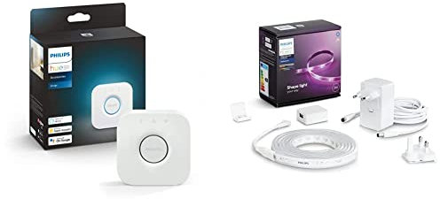 Philips Hue Bridge 2.0 Controllo del Sistema, + Hue White And Color Lightstrip, Kit Base Striscia LED Smart da 2m, Bluetooth