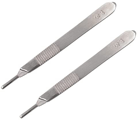 2 Stück Skalpellhalter Nr.3 Passend für Klingen Nr. 10, 11, 12, 15, rostbeständiger Edelstahl leicht und langlebig ideal für chirurgische Studenten pädagogische Zwecke Heimwerker-Reparaturausrüstung