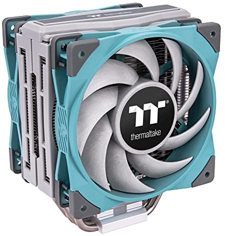 Thermaltake Toughair 510 Turquoise CPU-Cooler | 2x low noise 120-mm PWM Fans | Intel and AMD Socket | LGA-1700 compatible | gray/tourquoise