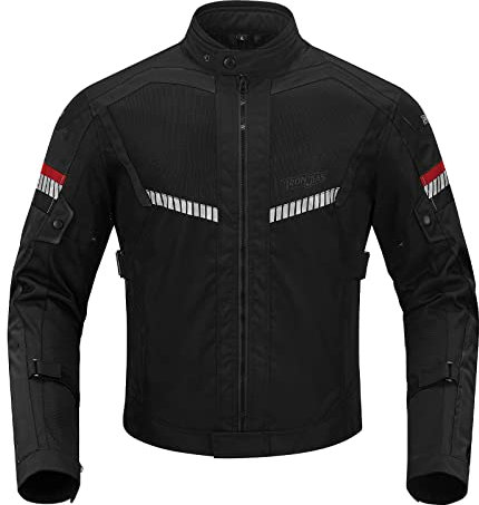 BORLENI Chaqueta de Motocicleta de Moto para Verano para Hombre, Respirable Armadura Protección reflexión de Alto Brillo XL