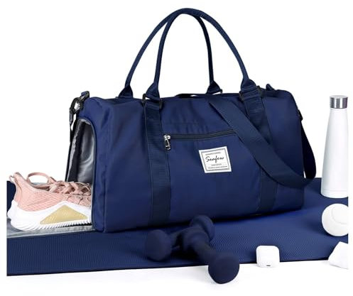 HYC00 Sport Duffel Bag Damen,Handgepäck 45x36x20 für Ryanair Cabin Bags Sporttasche mit Nassfach & Schuhfach Reisetasche Handgepäck Tasche für Easyjet Flugzeug Weekender Bag Schwimmtasche,Royal Blue