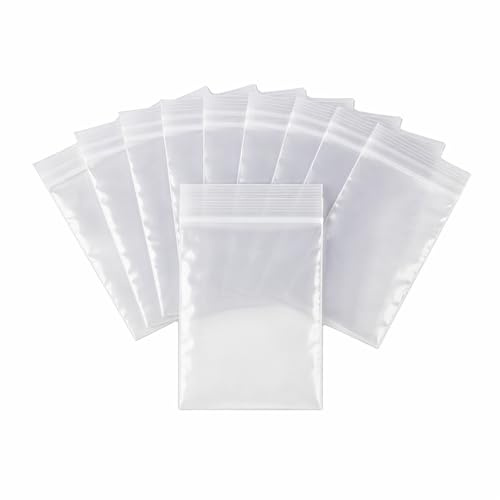 100 Zip Seal Bags Clear Plastic Zip Lock Food Storage, Small Plastic Pouches with Zips, Self Seal, Resealable Packaging for Freezer, Jewellery, Medicine, Office, Mailing and Craft Use 2.25 x 3 Inch
