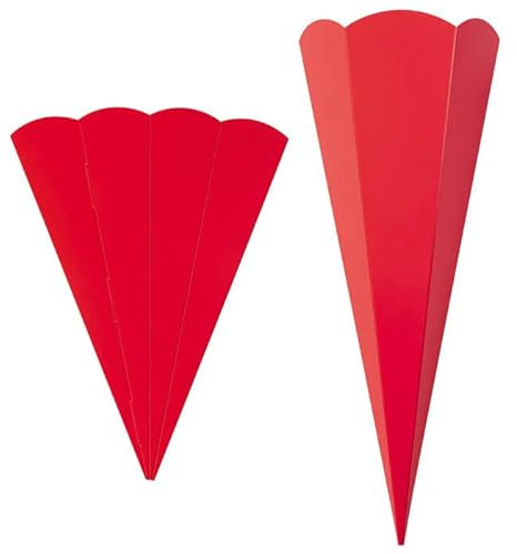 PAINT IT EASY NEU 5er Pack Geschwister-Schultüte Rohling mit Steckverschluß, Stabiler Karton 400g/qm, 6-eckig, 41 cm, Rot