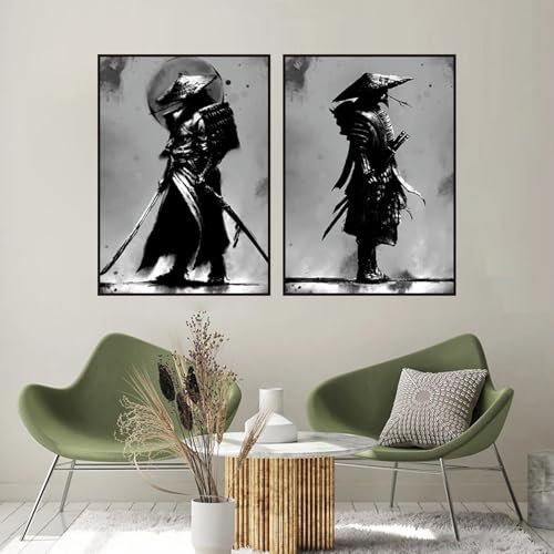 UGZDEA Japanese Samurai Leinwand Bilder, Japanese Bushido Art Portrait Poster Modern Dekoration Poster Malerei-Ohne Rahmen(C,2x50x70cm)