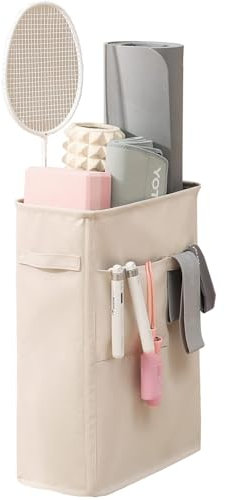 CANFOD Aufbewahrungsregal für Zuhause, Workout-Organizer, Übungsgeräte Aufbewahrung für Yogamatten-Gurte, dicke Yogamatte, Haferflockenbeige, Größe L