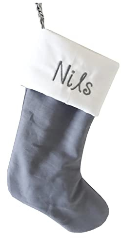 Kleiner Nikolausstiefel mit Wunschname (Grau Uni, Namensbestickung Wunsch bitte mitteilen!)