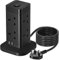 hotimy 3M Tower Extension Lead with USB Slots, 13A 8 Way Extension Lead Surge Protection with 2 Type C & 2 USB Ports, Multi Plug Extension Lead Tower Black 3 Meters Extension Cord for Home, Office