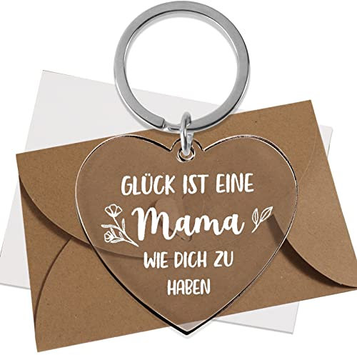 GEBETTER Schlüsselanhänger Geschenke für Mutter Herz Damen Muttertag Erntedankfest Weihnachten Geburtstag Geburtstagsgeschenk Mütter Geschenk (Mama - Transparent Acryl)