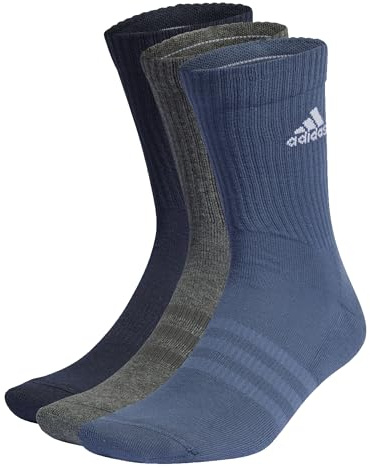 adidas Unisex Kids Cushioned Crew Socks 3 Pairs, Legend Ink/Preloved Ink/Dark Grey Heather, 5-6 Years
