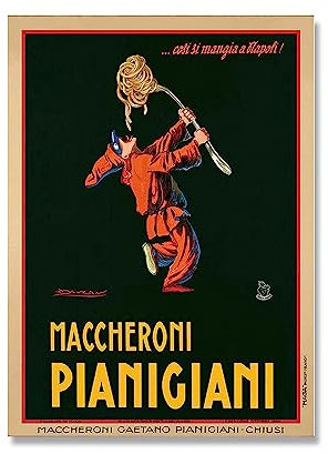 Vintage italienische Pasta Leinwand Malerei Retro Essen und Trinken italienisches Café Restaurant Druck Clown Poster Wandbild Küchendekoration (Color : A, Size : 30x40cm No Frame)