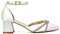 Womens Wedding Shoes Block Low Heel Ladies Ankle Strap Pointed Toe Sparkly Diamante Trim Ivory Bridal Evening Party Court Shoes 3