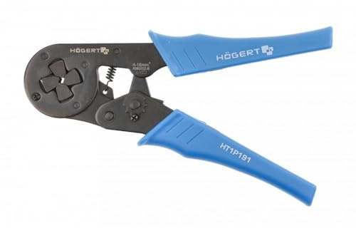 HÖGERT TECHNIK Crimpzange, selbsteinstellend, Vierkantprofil, für Leiter 4-16 mm² (6-12 AWG), 210 mm, hochwertige Stahllegierung, ergonomischer Griff für müheloses Crimpen und hohe Präzision