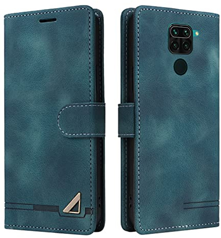 OKZone Coque pour Xiaomi Redmi Note 9/Redmi 10X 4G, Étui de Protection de Portefeuille Antichoc de Fente pour Carte, Support de Carte à Rabat en Cuir en PU Étui (Vert)