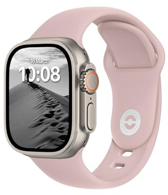 ELETTRONEO SB Correa Deportiva para Apple Watch Ultra 2 49mm, Series 10 46mm, 9 8 7 45mm 41mm, SE 6 5 4 44mm 40mm, 3 2 1 42mm 38mm Pulsera Strap, Rosa Millennial