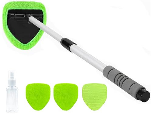 XINDELL 29-inch Windshield Cleaner Tool – Upgrade Large Head Car Interior&Exterior Window Cleaning Kit with Extendable Handle & 4 Microfiber Pads, Auto Wiper Brush for Car, Trucks, SUVs, RVs & Home