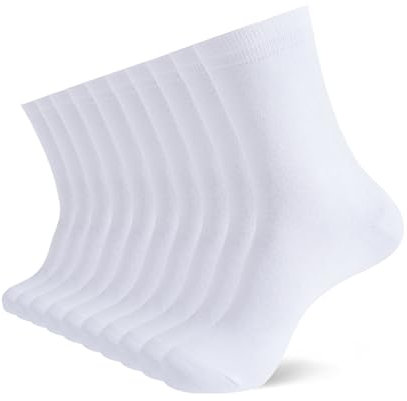 YOUCHAN 10 Paires de Chaussettes Pour Hommes Femme Classiques Confortable Respirantes Coton Chaussettes Blanc 43-46