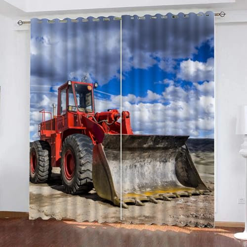 GIOVIA 3D Traktor Gardinen Abdunkelnde Traktor Kindervorhänge Vorhang mit ösen 2er Set Vorhänge Blickdicht Verdunkelungs für Kinderzimmer Schlafzimmer Wohnzimmer B 140 X H 160 cm