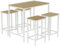 ReseeZac Bar Tisch mit 4 Barstühlen,Küche Esszimmer Set,Bar Tisch und Barhocker Set,Für Küche Esszimmer Wohnzimmer Taverne,Eiche Maserung+Weißer Metallrahmen,Bar Tisch 100x60x90CM,Barhocker 30x40x65CM