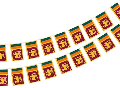 Pandiui23 Sri Lanka-Flagge, 40 Stück, 11,4 m, 14 x 21 cm, Green, Orange, Patriotisch, Banner, Flaggen-Girlande