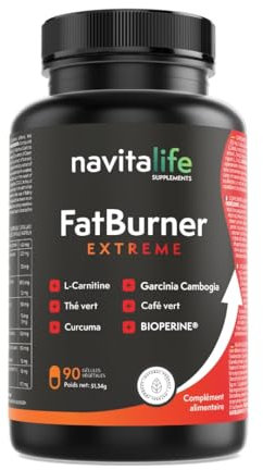 Quemagrasas potente. Pastillas para adelgazar de alta biodisponibilidad. Termogénico potente a base L-Carnitina Carnipure®, Té verde, Garcinia Cambogia, cúrcuma, Bioperine®. 90 cápsulas vegetales.