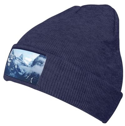 Jadery Canadian Mountains Beanie Mütze Warm Knit Skull Hat Thermo für Damen und Herren Schwarz, marineblau, One size