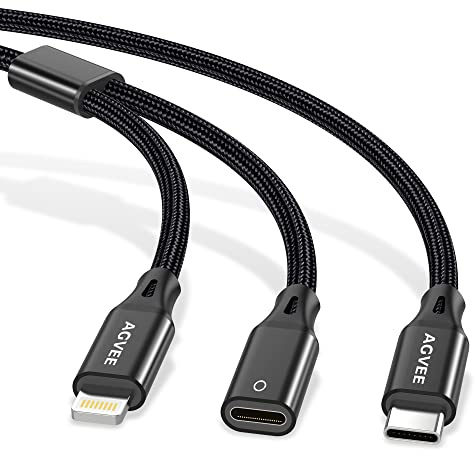 AGVEE 5ft USB-C Male to Lightning Female Charging Adapter Cable for Apple Pencil 1st Generation, 2 in 1 Charger Cord Enables Apple Pencil Pen 1st Gen Match iPad 10, Black