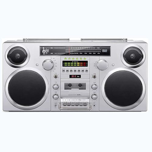 ZYJIX Bluetooth CD Player Retro Cassette Boombox With AM/FM Radio, SD Slots, Aux In, USB/SD Conversion, Headphone Jack(Color:black)
