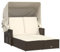 vidaXL Doppel Sonnenliege, Sonnenbett mit ausziehbarem Sonnendach, Doppelliege mit Verstellbarer Rückenlehne, Gartenmöbel Gartenliege, Braun Poly Rattan