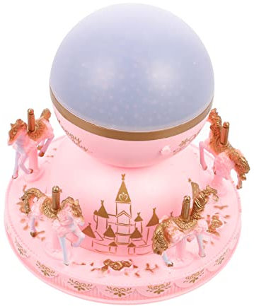 Gadpiparty Kasten Musikbox Weihnachtsmusikfigur Rotations-led-licht Musikalische Einhorn-schneekugel Sternenprojektor Nachtlicht Plastik Rotieren Rosa Weihnachten Karussell