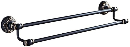 Estante de baño Multifuncional, barredora de Toallas Tallada a Mano Antigua Europea Aluminio Dorado Negro Toallero Doble Toallero (Color : Black) (Black, Gold)