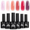 TOMICCA Vernis Semi Permanent Transparent Rouge Set, 6 couleurs Rouge et Rose Vernis Gel UV, Soak-Off Vernis à ongles UV/LED Gel Cadeau pour salon de manucure DIY Home, 8ML