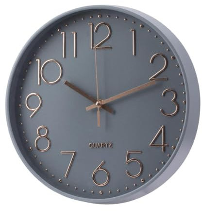 Bargain Lovers Grey Wall Clock 12 inch(30cm) / Battery Operated/Silent Non-ticking Wall Clock/Modern Quartz Design/Decorative Indoor Kitchen Office - 30cm