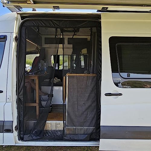 BKICKI RV Insect Screen Net Door Sunshade Screen Mount Anti-Flying Privacy Protection Net Sliding Door for Mercedes-Benz Sprinter High Roof