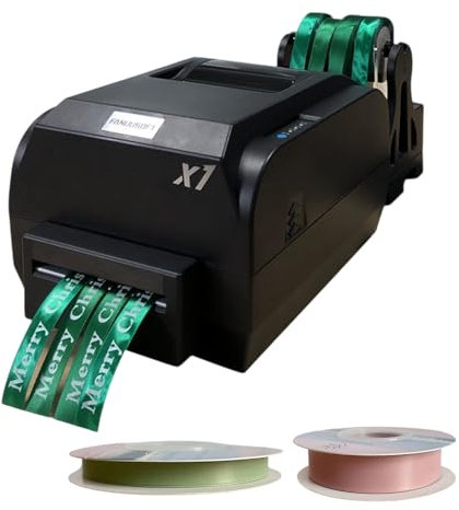 flatpincololee Satinband-Drucker, Banddrucker mit 1 cm und 2 cm Bändern, unterstützt mehrreihigen Druck/12–20 mm Farbband, für Blumenladen, Konditorei, DIY-Bastelstudio usw.