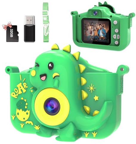 Kinderkamera, Kinder Kamera 1080P HD Bildschirm Fotoapparat Kinder mit 32GB TF-Karte, USB Kartenleser Selfie Digitalkamera Kinder, Fotokamera für 3-12 Jahre Jungen und Mädchen Weihnachten Spielzeug