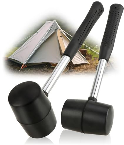 Robin Goods® 2X Martello in Gomma 590 g - Accessori da Campeggio, Tenda e Outdoor - Impugnatura Stabile e Antiscivolo - Martello da Campeggio, Martello Morbido per Artigianato e Fai da Te
