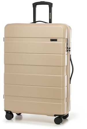 WITTCHEN COMODO Line Großer Koffer Trolley Reisekoffer mit Rollen Groß Hartgepäck aus ABS TSA Schloss Reisekoffer Check-In Gepäck Größe L Beige