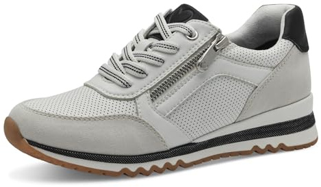 MARCO TOZZI Damen Sneaker flach mit Reißverschluss Vegan, Weiß (White/Black), 41 EU