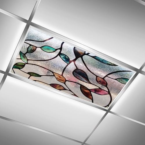 Stained Glass Window Flexible Fluorescent Light Cover Films Skylight Ceiling for School Classroom Office English Pub Pool