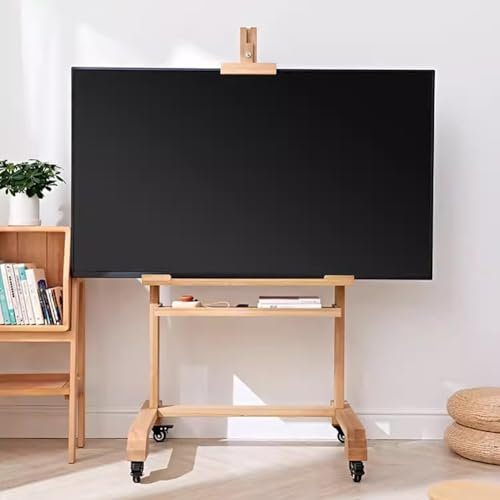 KK-GGL Mobile TV Stand on Wheels, Rolling TV Cart for 32 To 55 Inch Screen TV, Wooden Easel Style TV Display Stand, Flexible Multifunctional TV Stand, 50Kg Capacity, Outdoor Tv Rolling TV Stand
