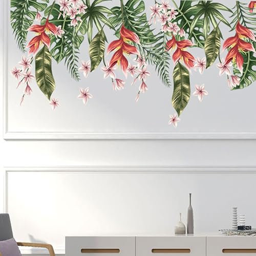 astylishome Adhesivo decorativo para pared, diseño de plantas tropicales, hojas de palmera, para salón, fondo de TV, 0812