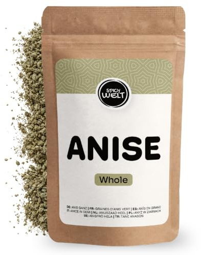 Spicy Welt Anis Ganz (500g) – Ganze Anissamen für Tee, Gebäck, Brot, Kuchen, Sirup, Desserts und Weihnachtsrezepte | Aromatisch, Süß und Würzig | 100% Naturrein, Ohne Zusätze
