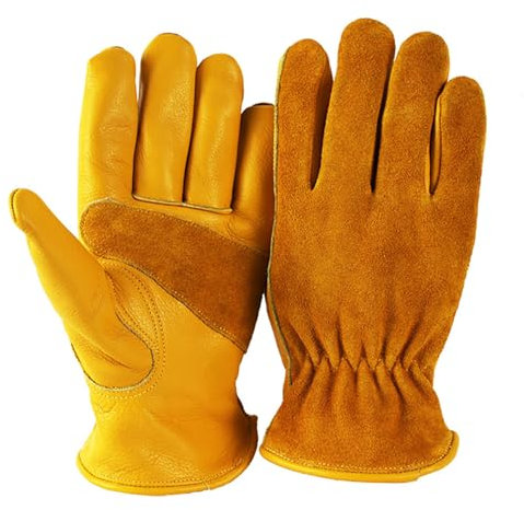 CHUIKUAJ Guantes de Seguridad para soldar, Paquete múltiple, Guantes de Trabajo para Soldador de Cuero con Forro de Felpa, Guantes para Barbacoa Resistentes al Calor y antiescaldaduras,L-24Pairs
