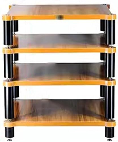 GWWBD 4-Tier HiFi Rack AV Shelf Solid Wood Audio Rack Speaker Stand (Size: 60 * 78 * 48cm, Color: Wood Color)