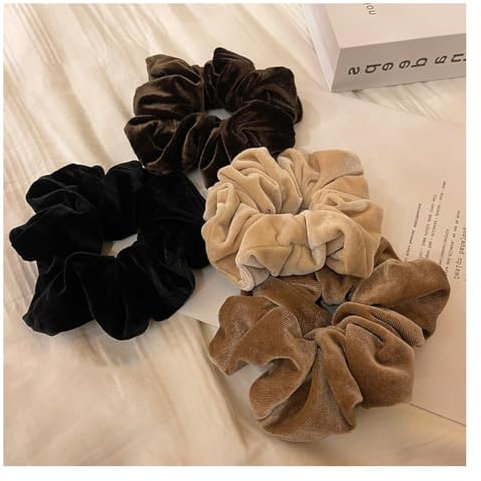 Wisafory 4 Stück Haargummis Damen Samt Große Haargummis Weich Scrunchie Elastische Haarbänder Stylische Pferdeschwanz-Halter Zopfgummis Haarschmuck Haar-Accessoires für Frauen Mädchen