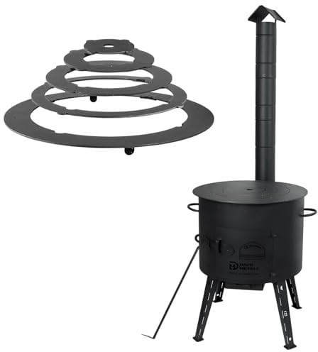 Ø49cm Uchag 2mm stahl Utschak mit Adapter-Ringe Rohr Utschag Feldküche Feuerstelle Campingofen Außenküche Eintopfofen