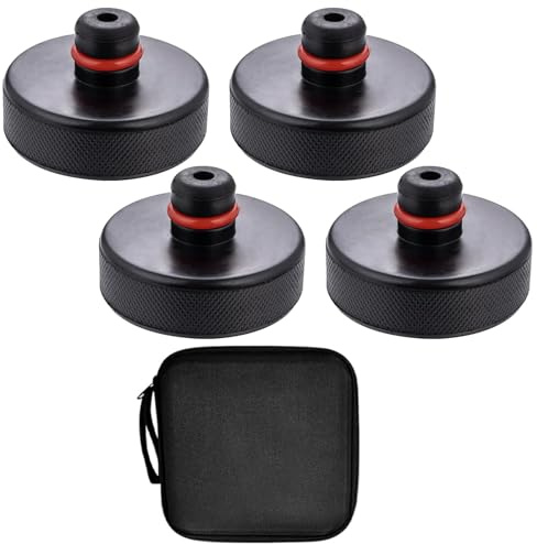 Oiieco Wagenheber-Pads, Gummi-Hebe-Pucks mit Chassis-Wagenheber-Punkt-Pad, Hebe-Pucks, Wagenheber-Pad für Tesla, Wagenheber-Pucks, Tesla-Zubehör mit Aufbewahrungsbox, 4 Stück
